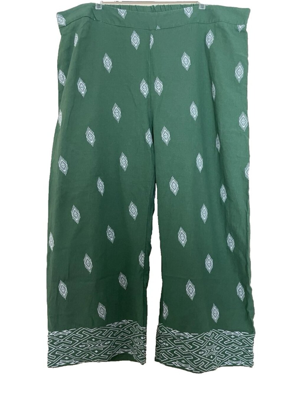Soft Surroundings Lohara Green Embroidered Linen Blend Wide Leg Pant 2X Pull on - Picture 2 of 10